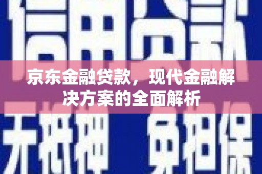 硚口京东金融贷款，现代金融解决方案的全面解析