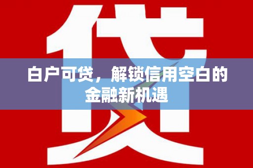 硚口白户可贷，解锁信用空白的金融新机遇