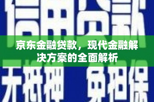 硚口京东金融贷款，现代金融解决方案的全面解析