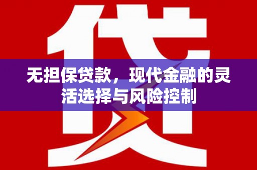 硚口无担保贷款，现代金融的灵活选择与风险控制