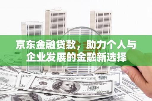 硚口京东金融贷款，助力个人与企业发展的金融新选择