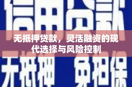 硚口无抵押贷款，灵活融资的现代选择与风险控制