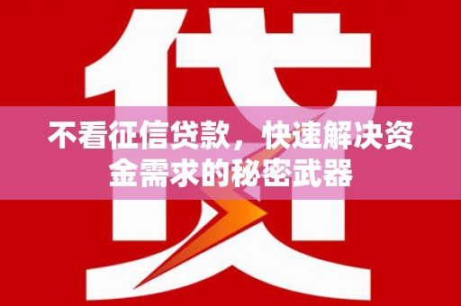 硚口不看征信贷款，快速解决资金需求的秘密武器