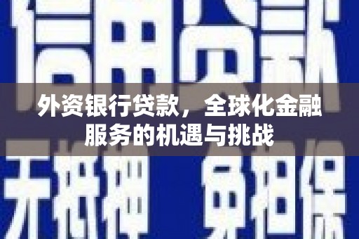 硚口外资银行贷款，全球化金融服务的机遇与挑战