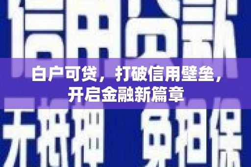 硚口白户可贷，打破信用壁垒，开启金融新篇章