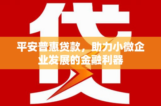 硚口平安普惠贷款，助力小微企业发展的金融利器