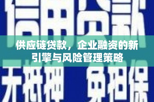 硚口供应链贷款，企业融资的新引擎与风险管理策略