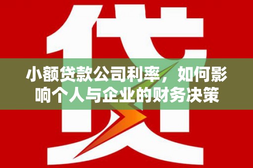 硚口小额贷款公司利率，如何影响个人与企业的财务决策