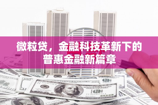 硚口微粒贷，金融科技革新下的普惠金融新篇章