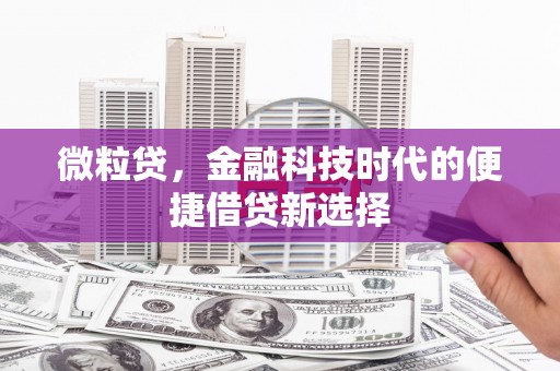 硚口微粒贷，金融科技时代的便捷借贷新选择